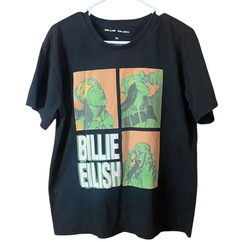 Billie Eilish Graphic Tee Streetwear Grunge Cotton Black Women XL